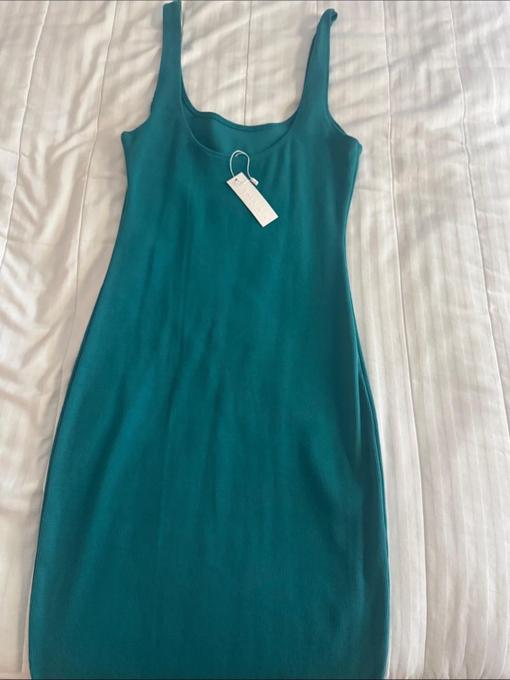 iNAMORATA Teal Bodycon Scoop Mini Dress